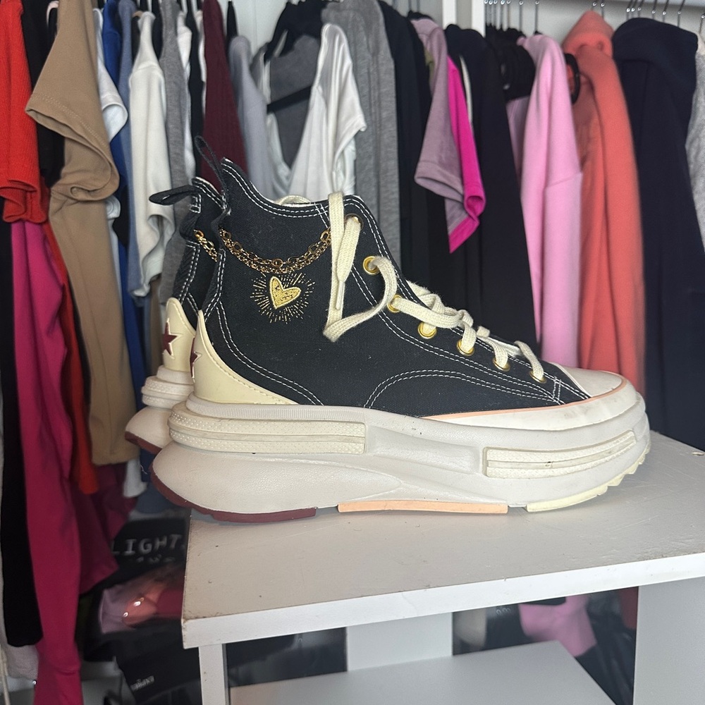 Converse Black and Cream Platform Shoes